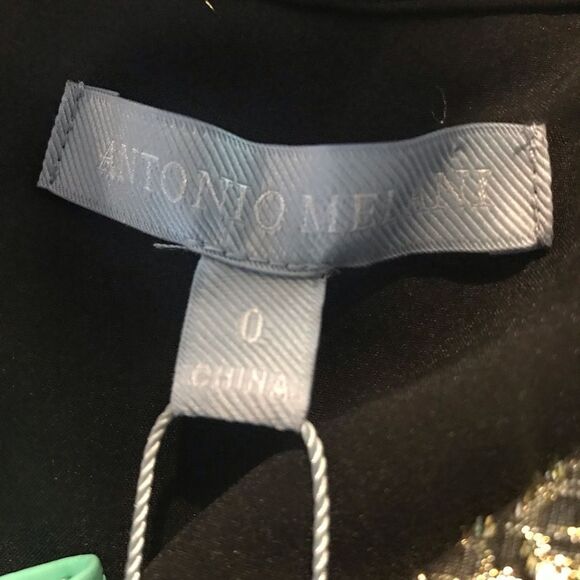 ANTONIO MELANI Camila Chiffon Black & Gold Metallic Cocktail Dress Size 0 NWT - Picture 12 of 13